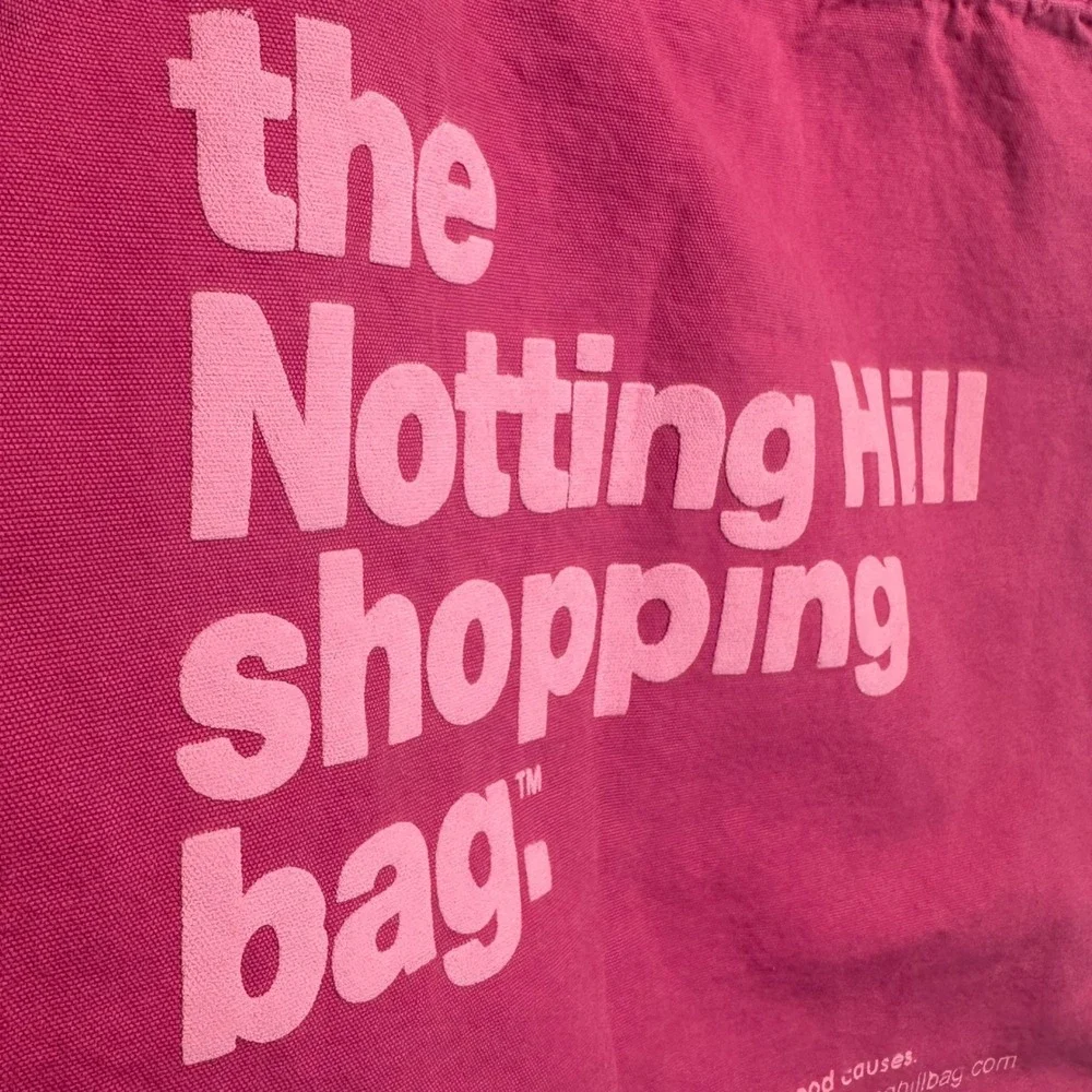 The Notting Hill Shopping Bag Tote Unisex OS Pink Frayed Edge Canvas Puff Print